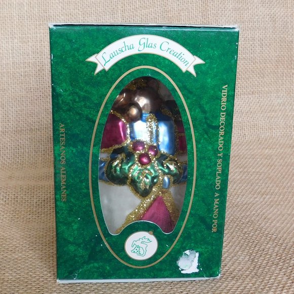 VTG Krebs Lauscha Horse on Drum Christmas Ornament Hand Blown Glass Germany - Picture 2 of 9